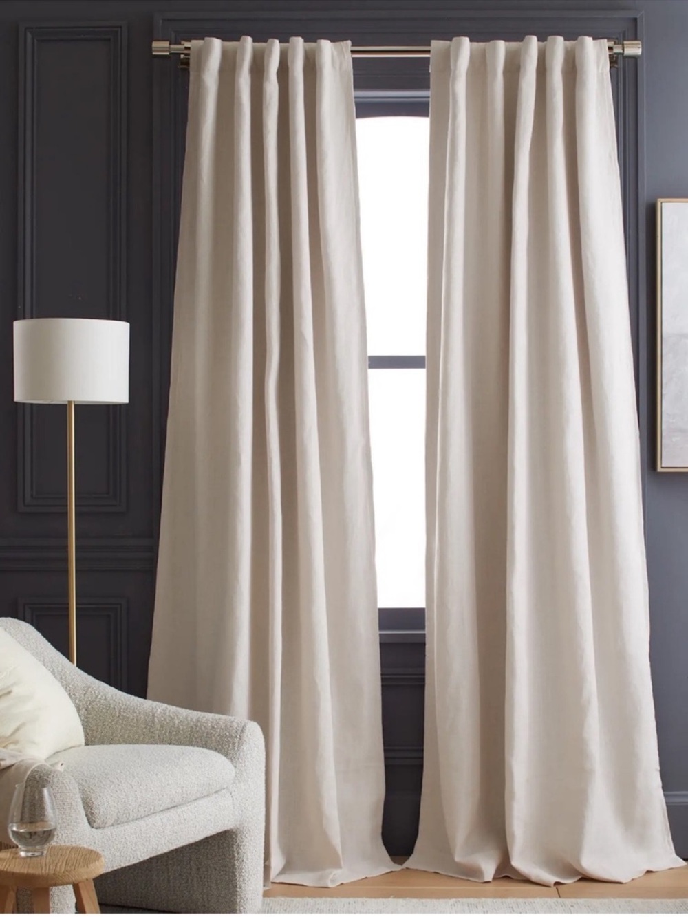 NWT QUINCE Set 2 48x84 Heavyweight European Linen Room Darkening Curtains 0223